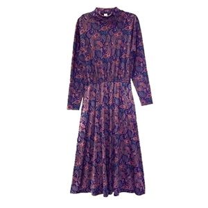 Vintage Purple and Pink Paisley Tiered Maxi Dress
